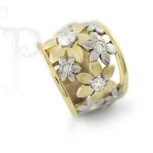18k Yellow & White gold Diamond 'Catherine The Great' Daisy Ring