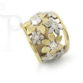 18k Yellow & White gold Diamond 'Catherine The Great' Daisy Ring