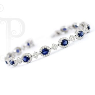 18k White Gold Sapphire & Diamond Tennis Bracelet