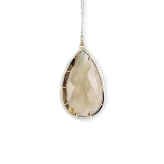 Modern Smokey Quartz Diamond & Gold Necklace