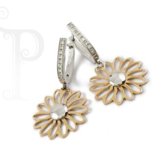 9k Rose, White Gold and Diamond 'Rosie' Huggie Earrings