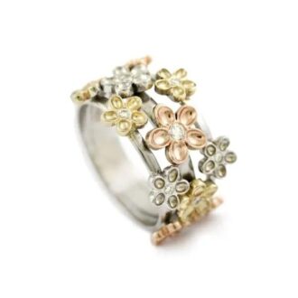 9k Rose, Yellow and White Gold Diamond Daisy Maggie Ring