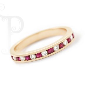9k Rose Gold Ruby and Diamond Eternity Ring
