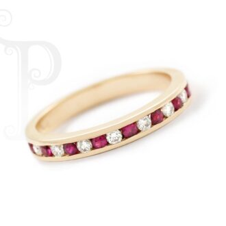 9k Rose Gold Ruby and Diamond Eternity Ring