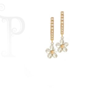 9k Rose and White Gold Diamond Huggie Earrings