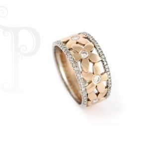 18k Rose & White Gold Diamond 'Diane' Daisy Ring