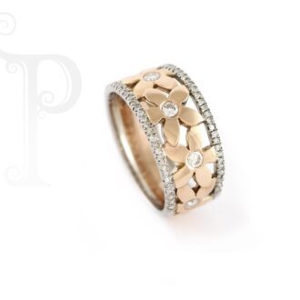 18k Rose & White Gold Diamond 'Diane' Daisy Ring