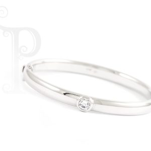 18k White Gold Diamond Tube Set Bangle
