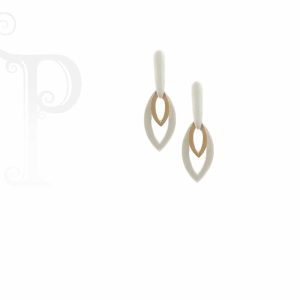 Argentium Silver and 9k Rose Gold Lense Shape Dangle Earrings