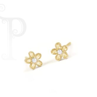 9k Yellow and White Gold Small Daisy Earrings