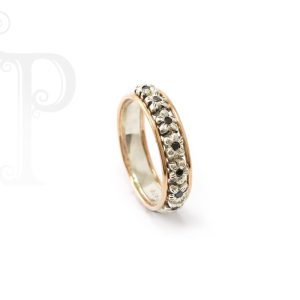 18k Rose Gold and Silver Black Diamond Daisy Ring