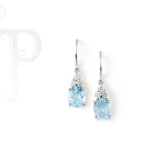 9k White Gold Topaz And Diamond Earrings