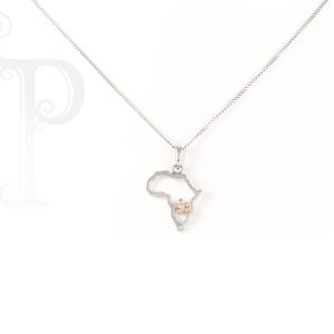 9k White and Rose Gold Africa Diamond Daisy Pendant