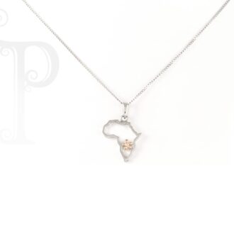 9k White and Rose Gold Africa Diamond Daisy Pendant