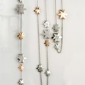 18k White and Rose Gold Diamond Daisy Necklace