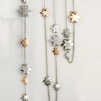 18k White and Rose Gold Diamond Daisy Necklace