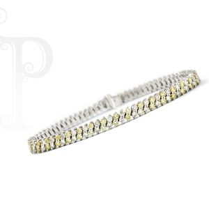 18k White Gold Fancy Yellow and White Diamond Tennis Bracelet