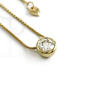18k Yellow Gold Diamond Slider Pendant and Chain