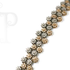18k Rose and White Gold Diamond Daisy Tennis Bracelet