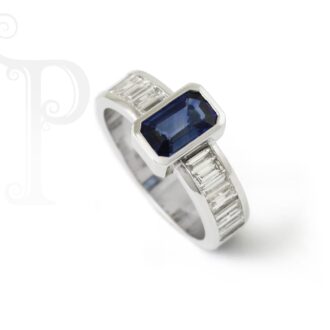 18k White Gold Sapphire and Diamond Ring