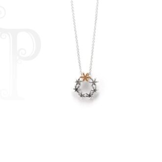 18k White and Rose Gold Bernadette Circle of Life Daisy Pendant