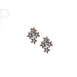 Oxidized 4-Daisy Cluster Earrings