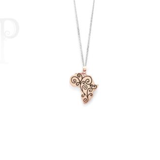 9K Rose Gold & White Gold "Swirly" Africa Pendant