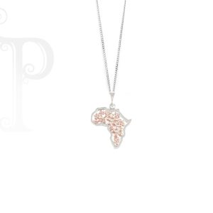 9k White and Rose Gold Daisy Africa Pendant