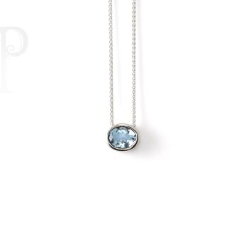 9k White Gold Aquamarine Slider Pendant