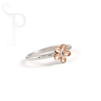 9k White and Rose Gold Diamond Daisy Ring