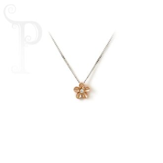 9k Rose and White Gold and Diamond Daisy Necklace