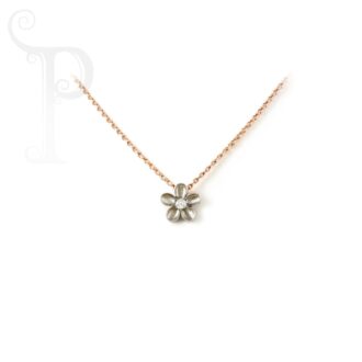 9k White and Rose Gold Diamond Daisy Necklace