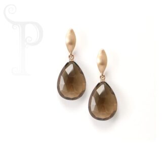 9k Rose Gold Smokey Quartz Drop Earrings