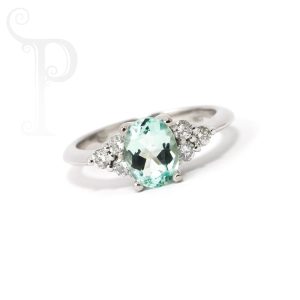 18k White Gold Aquamarine and Diamond Ring