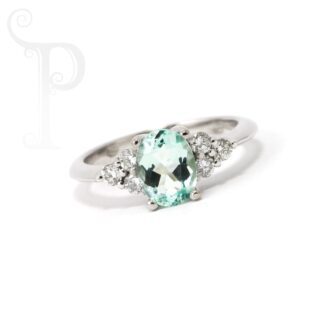 18k White Gold Aquamarine and Diamond Ring