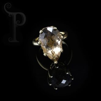 9k Yellow Gold Smokey Quartz Pear Shape Ring