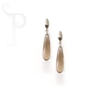9k White Gold Smokey Quartz Briolette Earrings