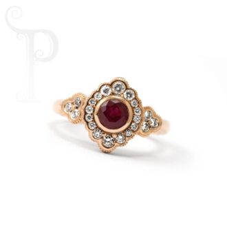 18k Rose Gold Ruby and Diamond Ring