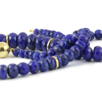 Lapis Lazuli and Yellow Gold Faceted Bead Necklace