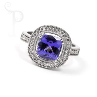 18k White Gold Tanzanite and Diamond Ring