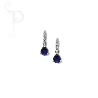 14K White Gold Sapphire & Diamond Earrings