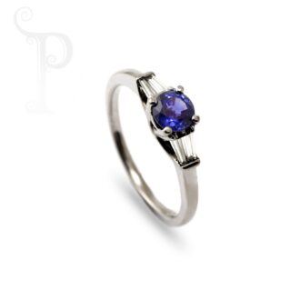 18K White Gold Sapphire & Diamond Ring