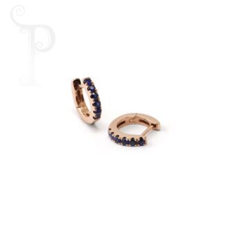 9K Rose Gold Sapphire Huggie Earrings