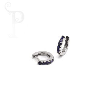 9K White Gold Sapphire Huggie Earrings