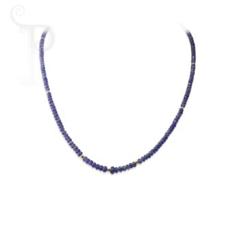 Sapphire Faceted Bead Necklace with 9ct Yellow Gold