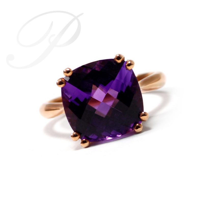 9KRG Amethyst checkered Ring