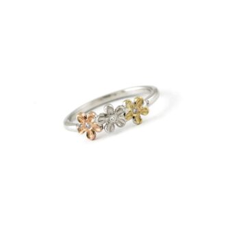 9k White, Rose and Yellow Gold "Cathy" Blossom Ring