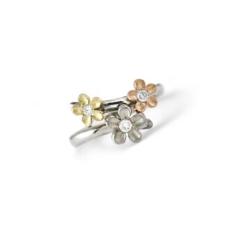 9k Rose, Yellow and White Gold Diamond Daisy May Ring