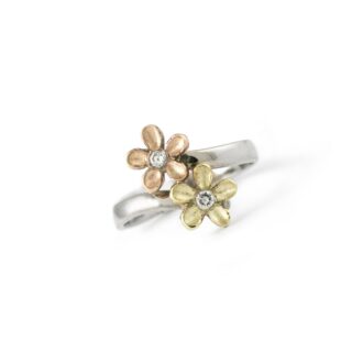 9k White, Yellow and Rose Gold 'Mary' Blossom ring