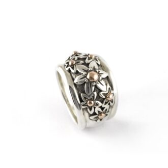 Sterling Silver and 9k Rose Gold 'Camille' Daisy Ring
